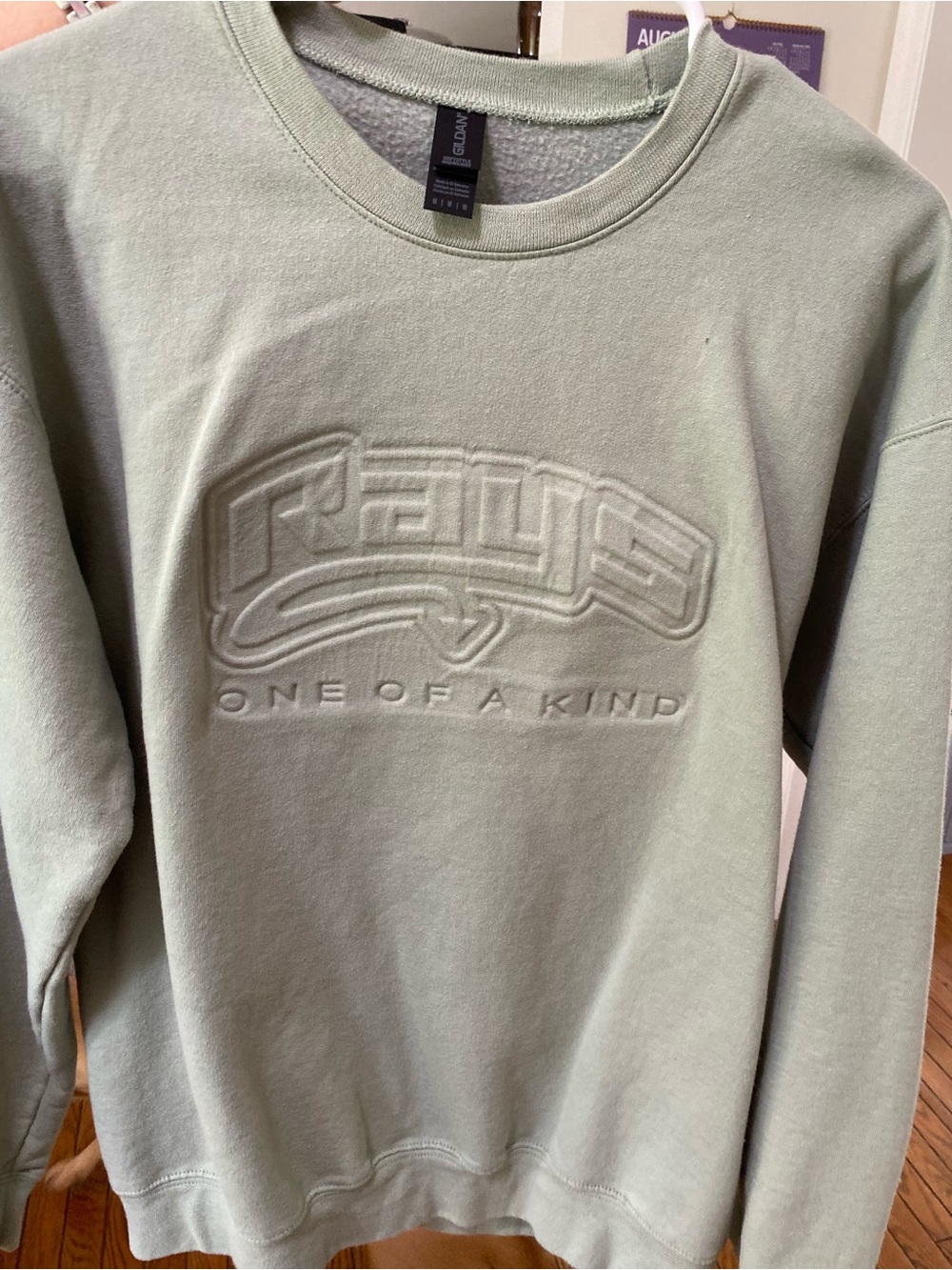 One of a Kind Embossed Crewneck Sweater - Sage Green